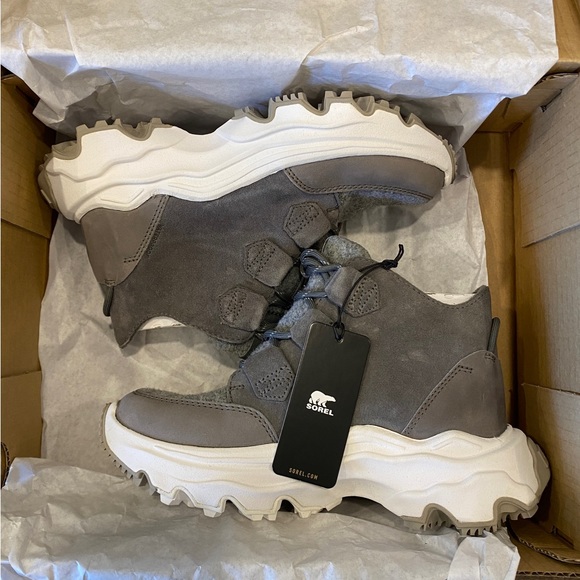 Sorel Kinetic Breakthru Grey Quarry Sneakers Ankle Bootie Boots Shoes Flat 6 NEW - Picture 7 of 10